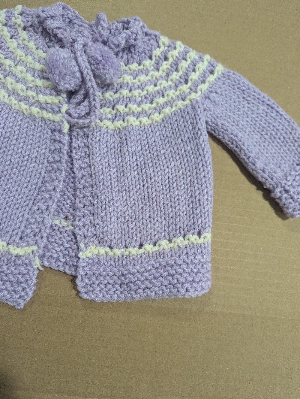 Handmade Purple White Accent Handmade Crochet Baby Girl Cardigan Sweater *6-12mo - Picture 3 of 11